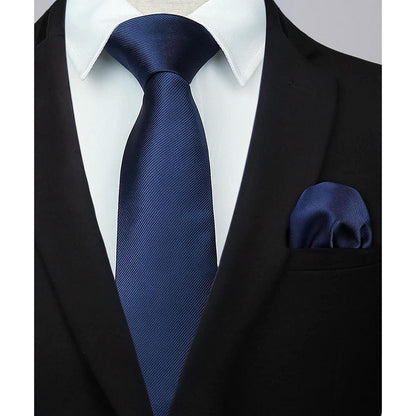 Marineblau Krawatte Herren Hochzeit Set Einfarbig 3,4 Zoll