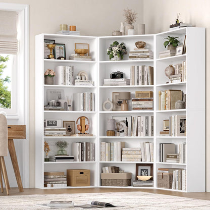 Holzregal mit 6 Fächern – Weißes Bücherregal für Wohnzimmer