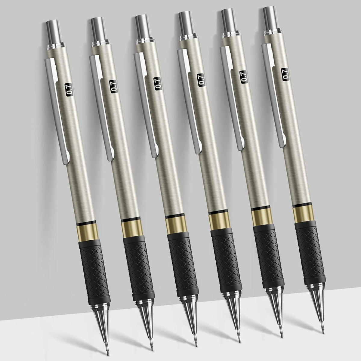 6 Stück 0,7mm Metall Druckbleistift Set HB Minen Radiergummi Zeichnen