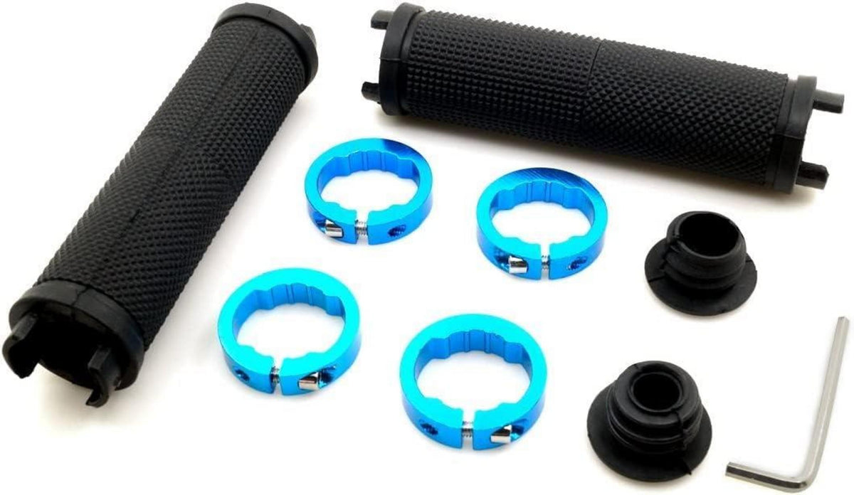 Fahrrad Lenker Griffe rutschfestes Gummi Aluminium Lock Blau