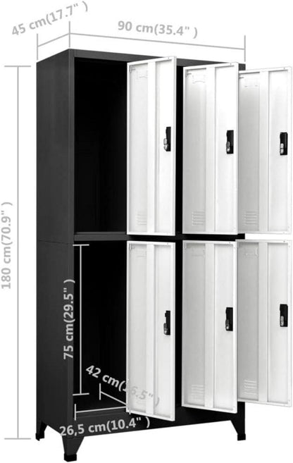 vidaXL Schließfachschrank Metall Lagerschrank Aktenschrank Spind Anthrazit Weiß 90x45x180 cm Stahl