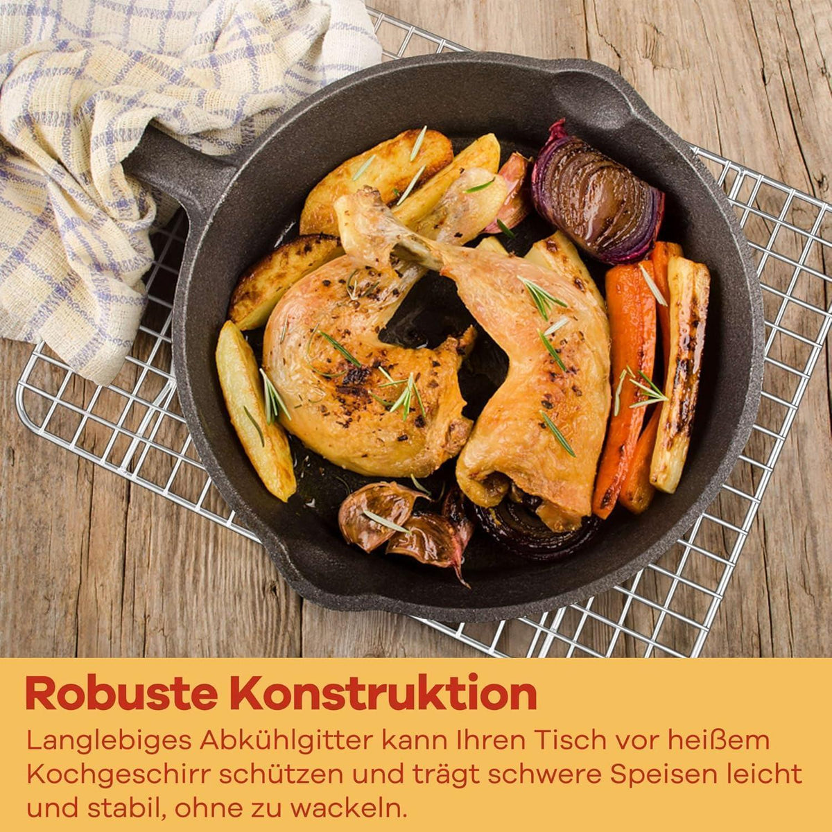 Edelstahl Abkühlgitter 2er-Set – 30x23 cm zum Backen & Kühlen