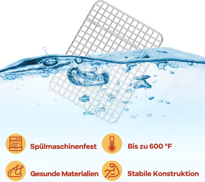 Kleines Edelstahl Abkühlgitter 2er-Set 25x19x2 cm für Kuchen Kekse