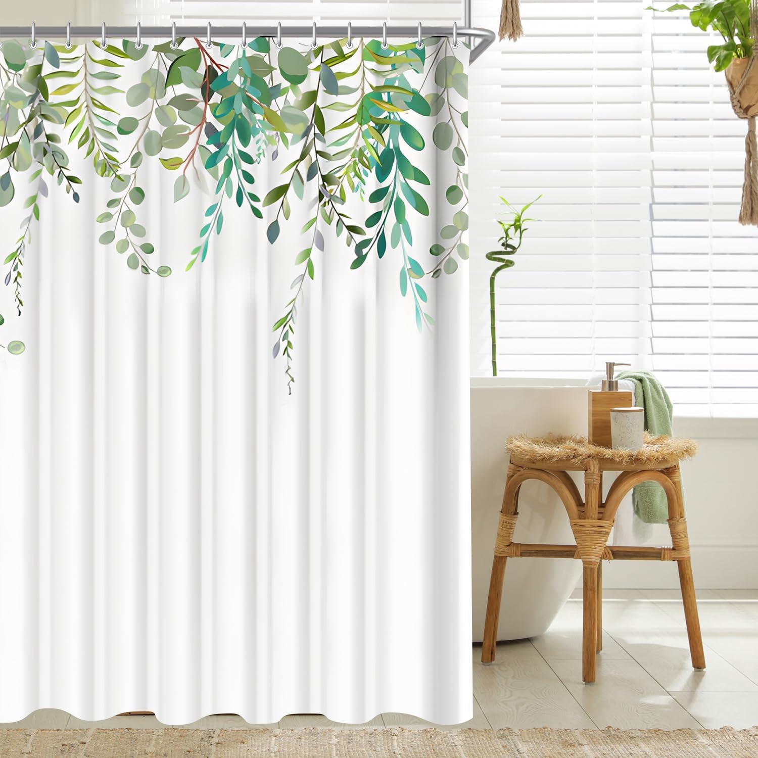 Duschvorhang 180x180 Antischimmel Textil Laub Wasserdicht Badezimmer 1er Pack