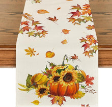 Herbst Tischläufer Kürbisse Ahornblätter Sonnenblumen 40x100 cm