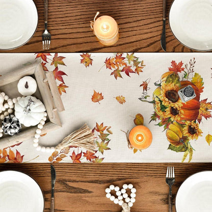 Herbst Tischläufer Kürbisse Ahornblätter Sonnenblumen 40x100 cm