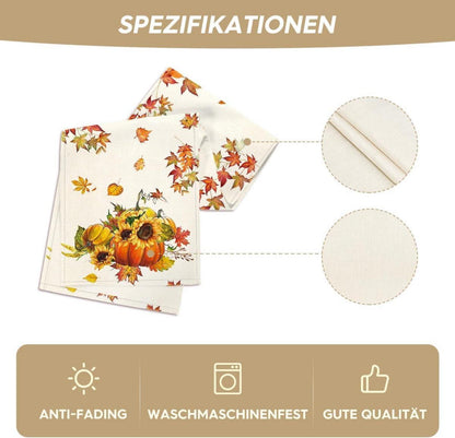 Herbst Tischläufer Kürbisse Ahornblätter Sonnenblumen Deko 40x100cm