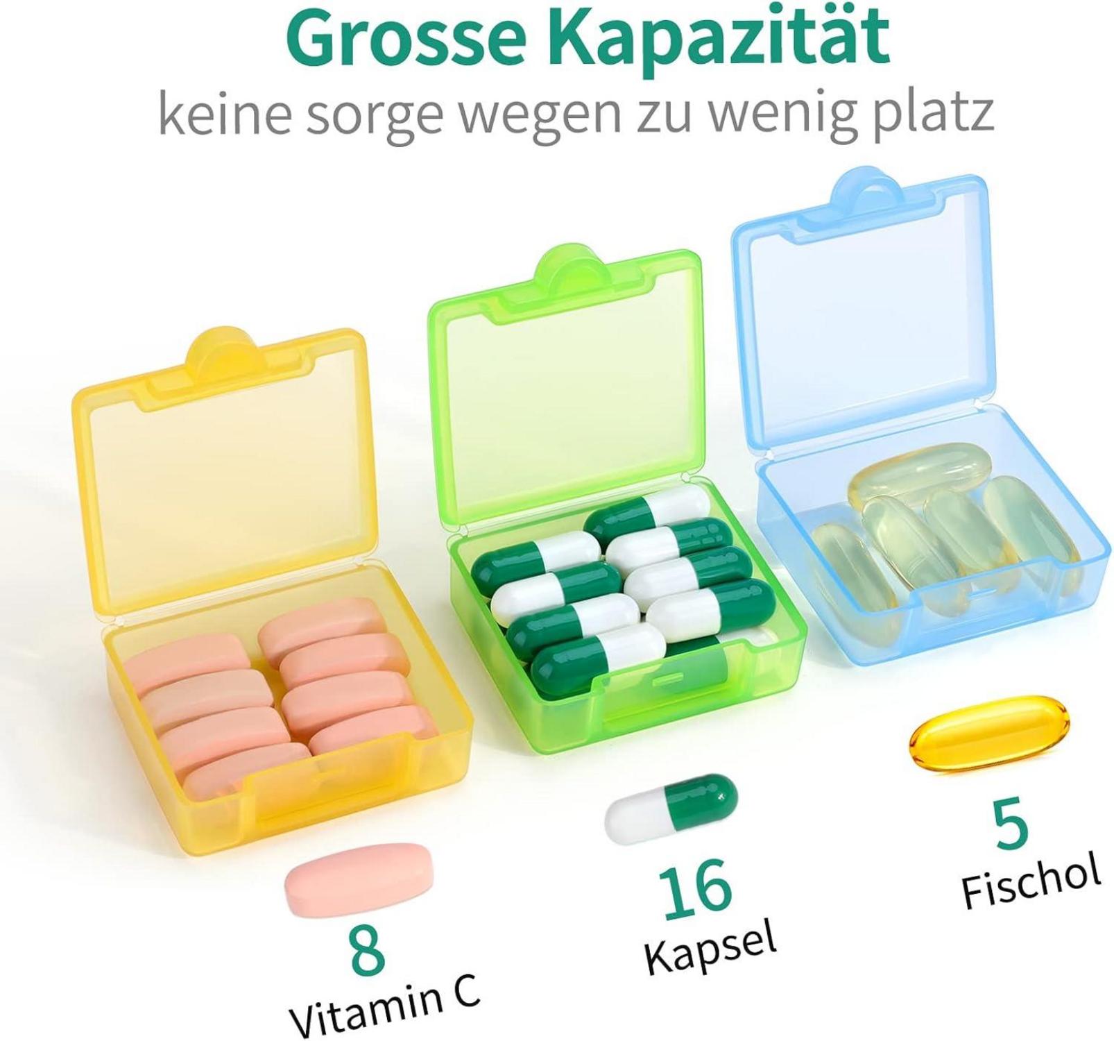 Opret 3 Stück Tablettenbox Tragbare Pillendose für Vitamine
