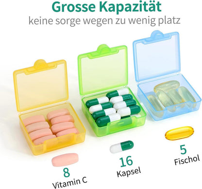 Opret 3 Stück Tablettenbox Tragbare Pillendose für Vitamine
