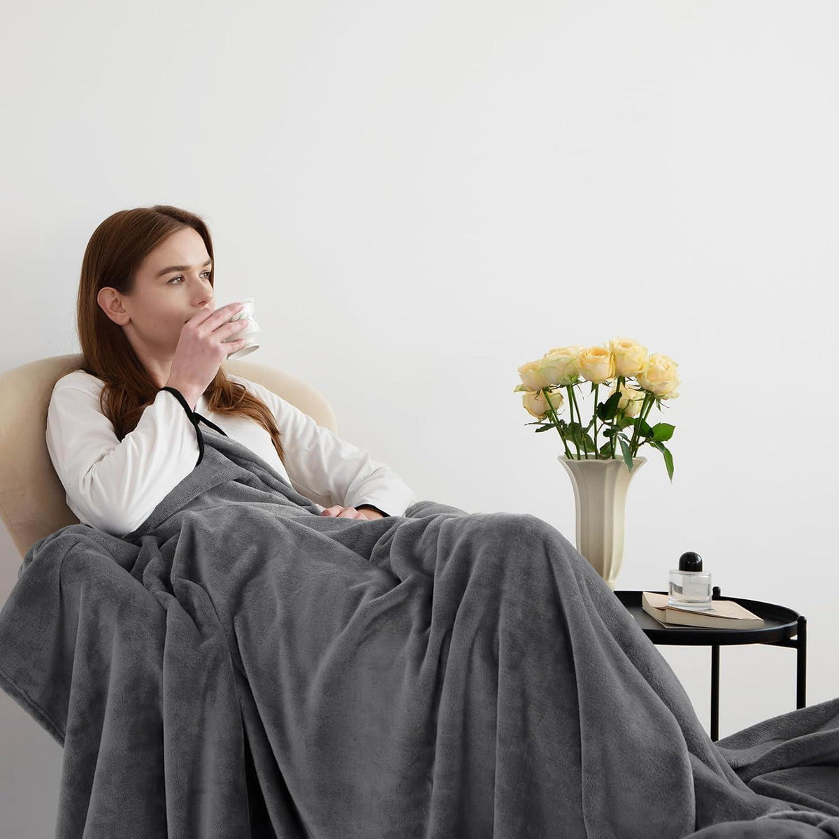 Kuscheldecke XXL 220x240 cm Flanell Grau - Weich & Warm für 4 Jahreszeiten