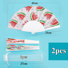 2er Set Handfächer Sommer Flamingo Wassermelone Muster