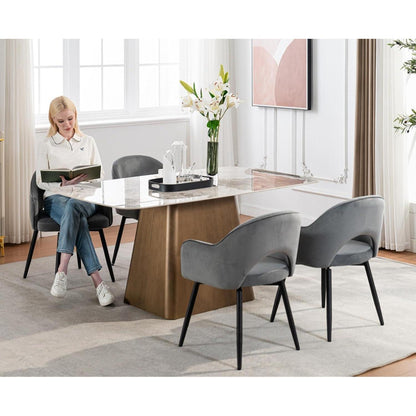 Drehbare Samt Esszimmerstühle 2er Set mit Armlehnen Grau