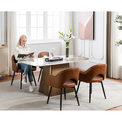 Drehbare Esszimmerstühle 2er Set mit Armlehnen in Lederoptik