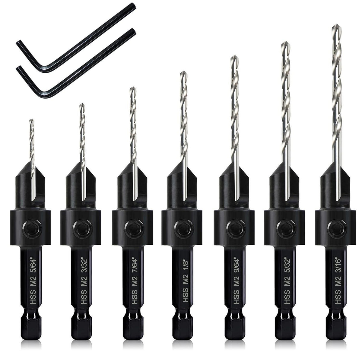 7er Kegelsenker-Bohrer-Set 3-in-1 mit verstellbarer Schnitttiefe