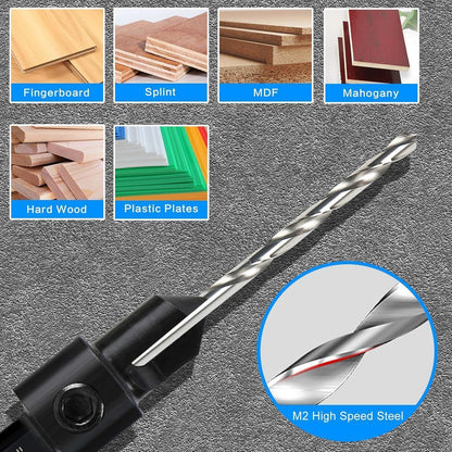7er Kegelsenker-Bohrer-Set 3-in-1 mit verstellbarer Schnitttiefe