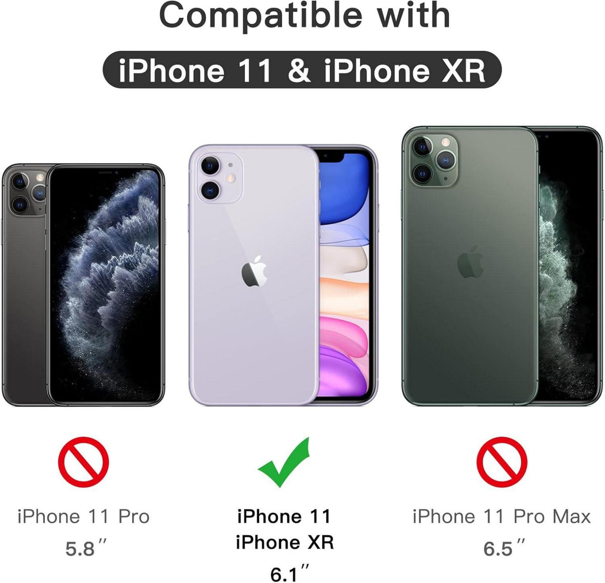 Panzer Schutzfolie für iPhone 11 XR 6,1 Zoll, schwarzer Rand, 3 Stück