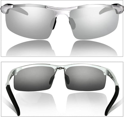 DUCO Herren Polarisierte Sportbrille Al-Mg Metallrahmen