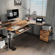 Höhenverstellbarer L-Form Schreibtisch 155x110 cm LED