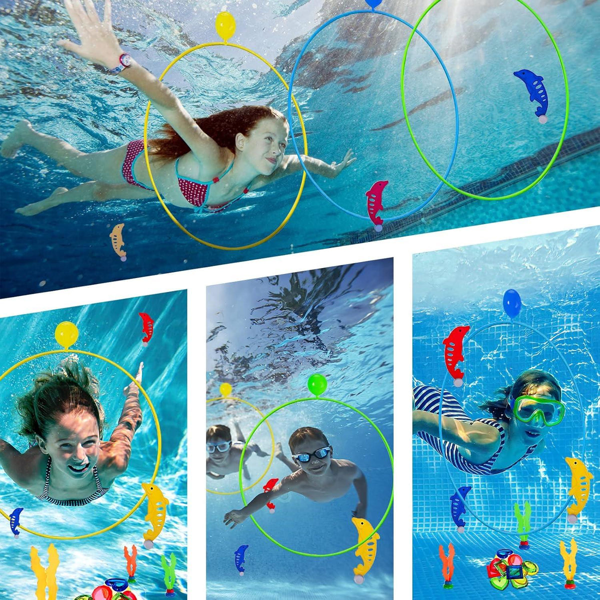 Pool Spielzeug Tauchringe Set Kinder Wasserspielzeug Outdoor Spaß 5-12 Jahre