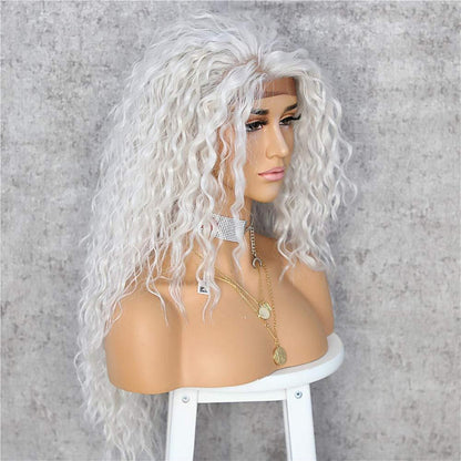 Lockige Blonde Synthetische Perücke mit Lace Front 26 Zoll