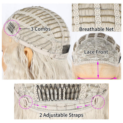 Lockige Blonde Synthetische Perücke mit Lace Front 26 Zoll