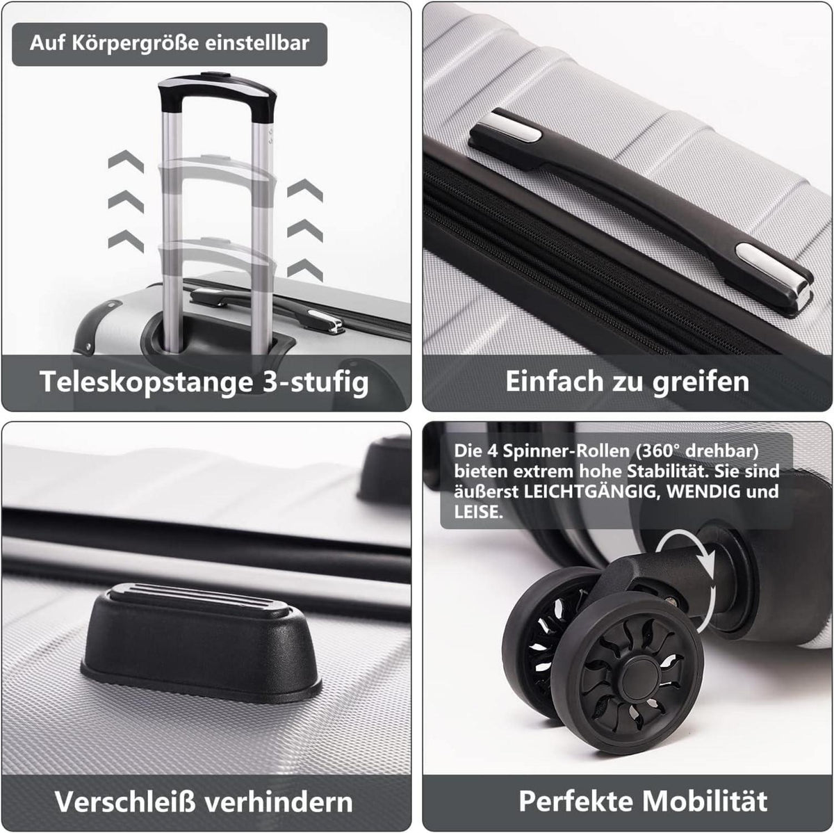 COOLIFE Mittelgroßer Hartschalen-Koffer 4 Rollen Dunkelgrün TSA ABS