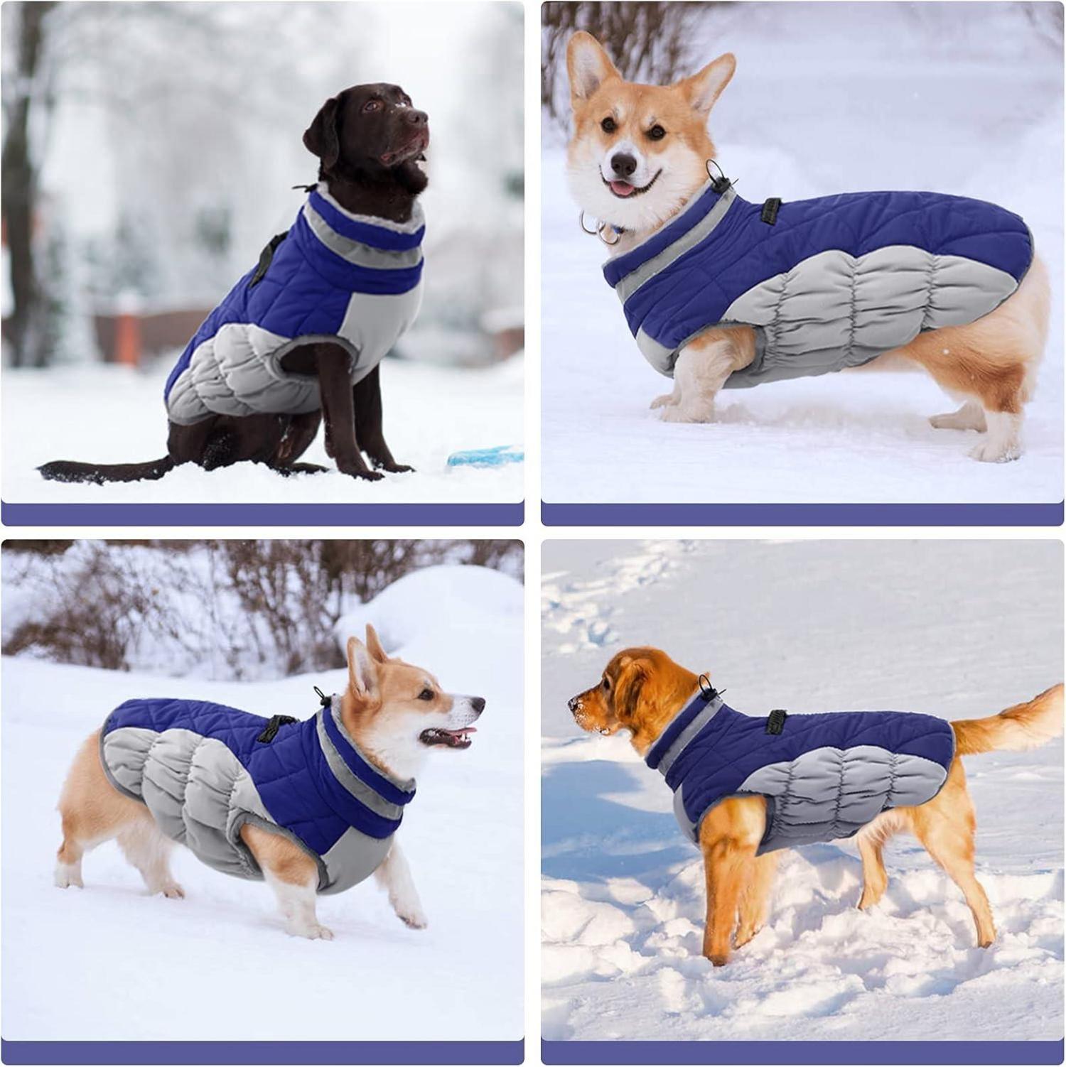 Wasserdichter Hundemantel Winterjacke für Große Hunde XL Blau