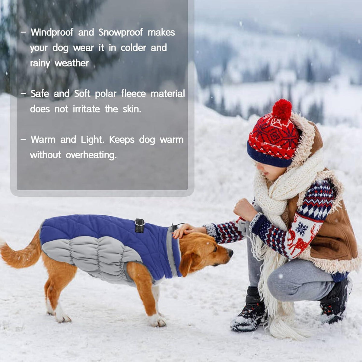 Wasserdichter Hundemantel Winterjacke Fleece gefüttert Reflektierend