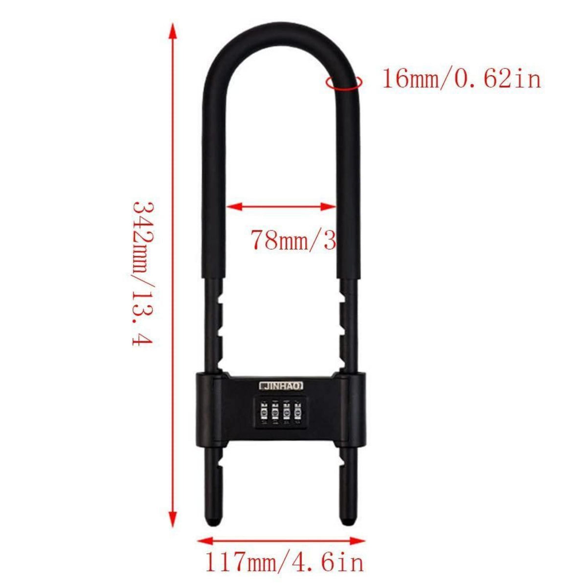 U-Lock Zahlenschloss Fahrrad – Verstellbarer Bügel 270mm
