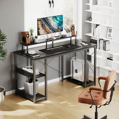 ODK Gaming Schreibtisch 120x50 Schwarz PC Tisch mit Monitorständer