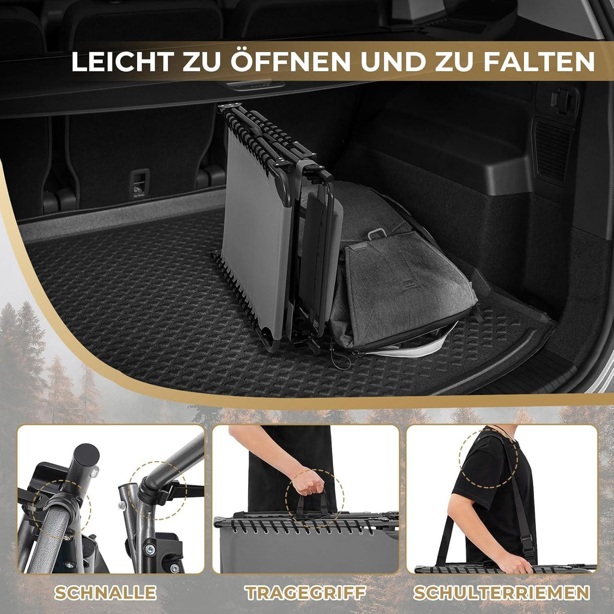 Campingliege Sonnenliege klappbar 5-stufig verstellbar mit Kopfkissen