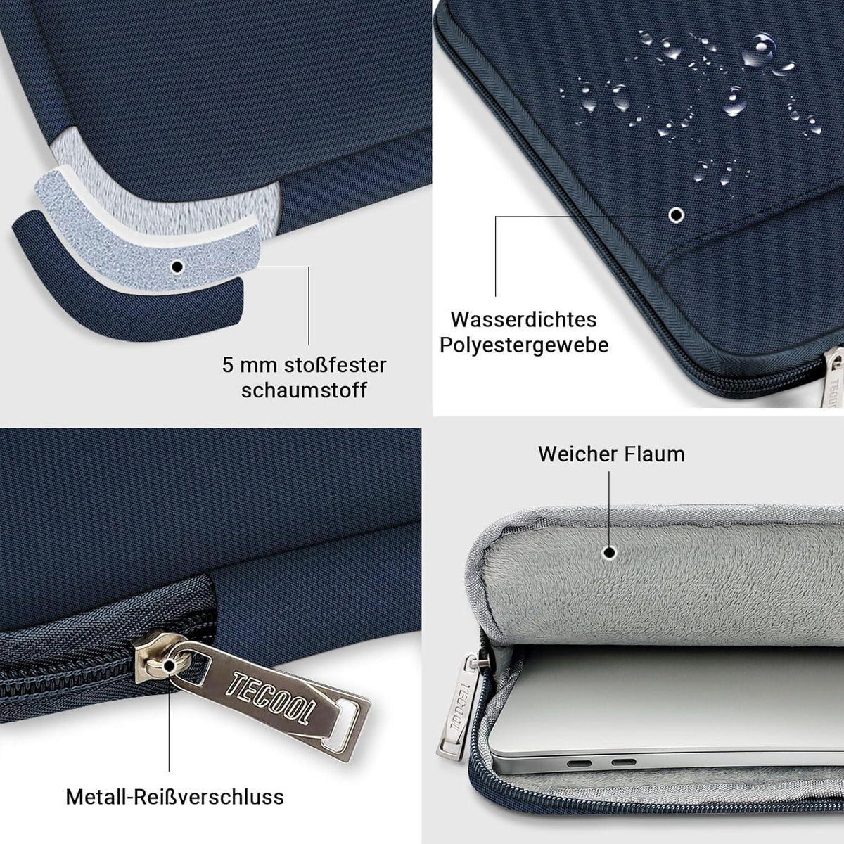 Laptoptasche 16 Zoll MacBook Pro 16 Hülle Wasserdicht Dunkelblau