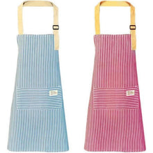 2er Set Küchenschürzen Damen Baumwolle Leinen Rot Blau