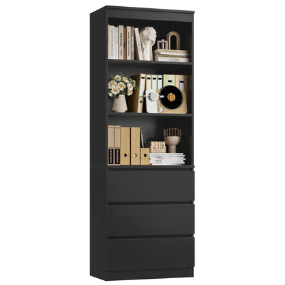 Bücherregal mit 3 Schubladen & Fächern – 180 cm Hochschrank
