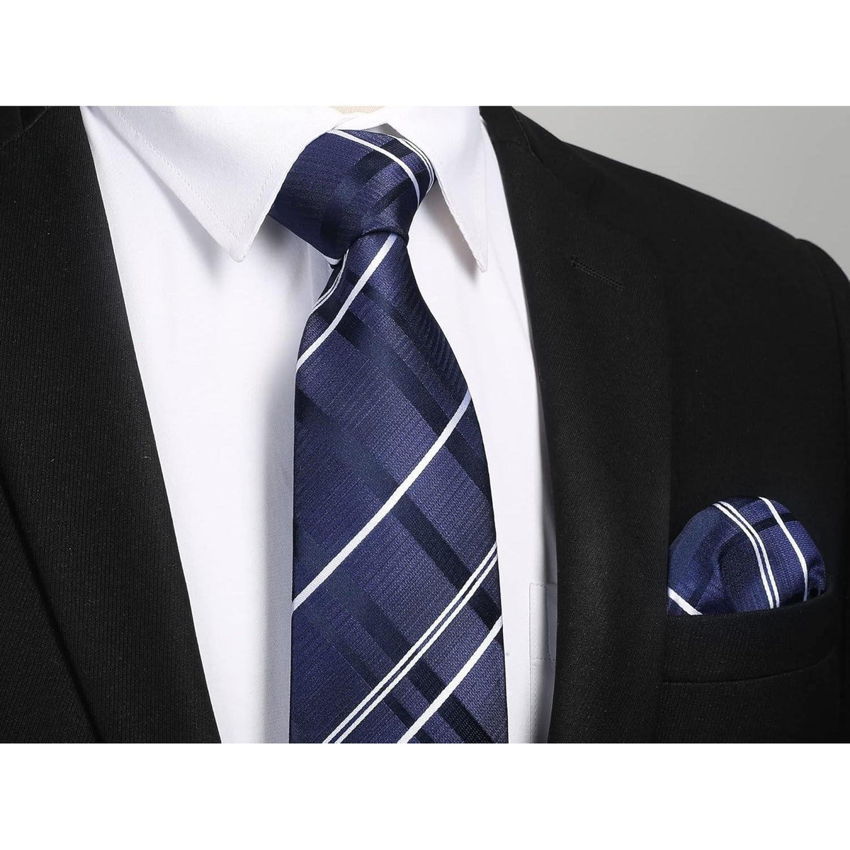 Krawatten & Einstecktuch Set Herren Dunkelblau Gepunktet Elegant