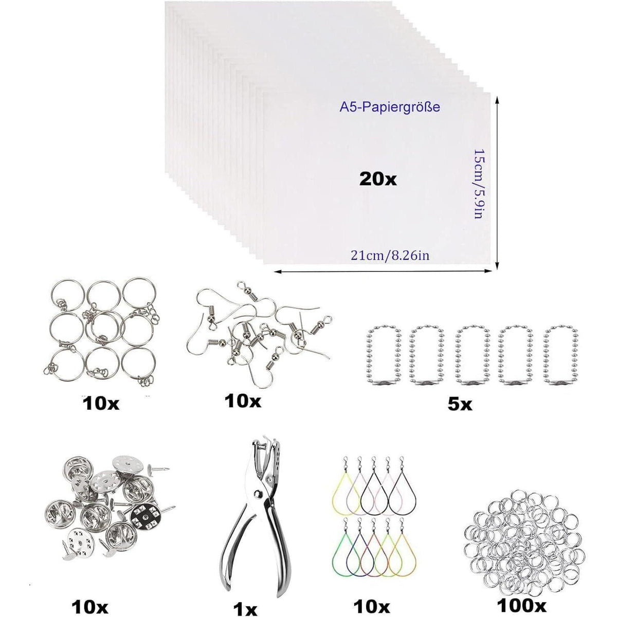 Schrumpffolie Set A5 – 20 Blatt zum Basteln & Selbermachen