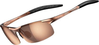 Polarisierte Sport-Sonnenbrille Metallrahmen Ultraleicht Braun