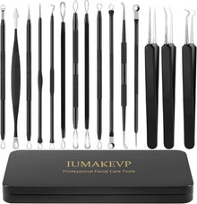 Mitesserentferner Komedonenquetscher Set 15-teilig Edelstahl Blackhead