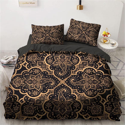 Bettwäsche Set Böhmen Schwarz Gold 135x200cm 4-teilig