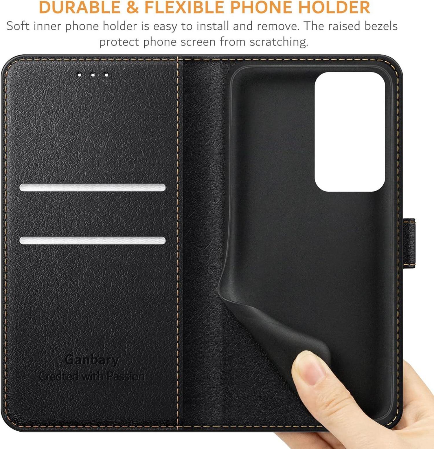 Handyhülle Xiaomi Poco F4 5G Leder Klapphülle Schwarz