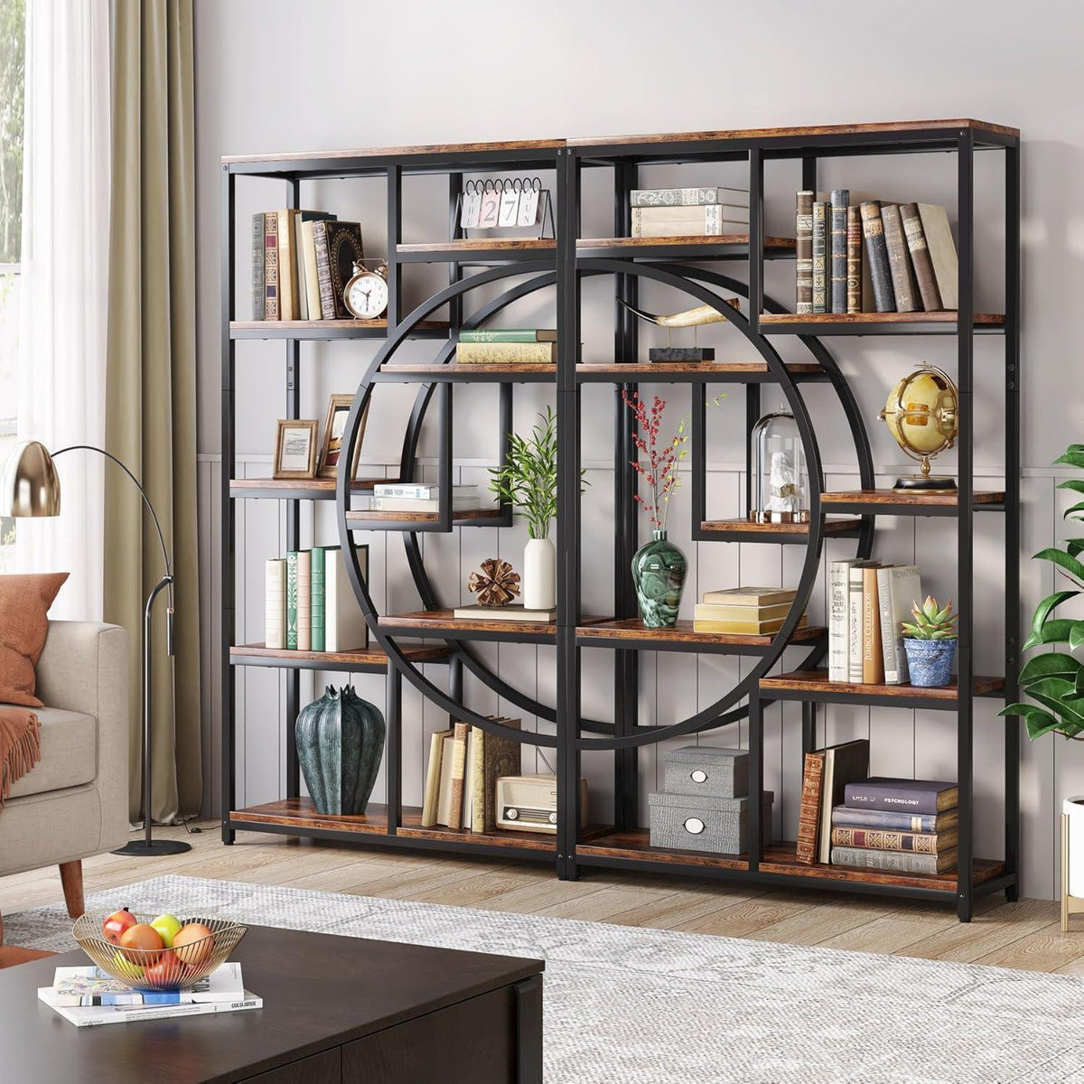 Industrielles Bücherregal 5-stöckig – Freistehendes Etagere Regal Braun