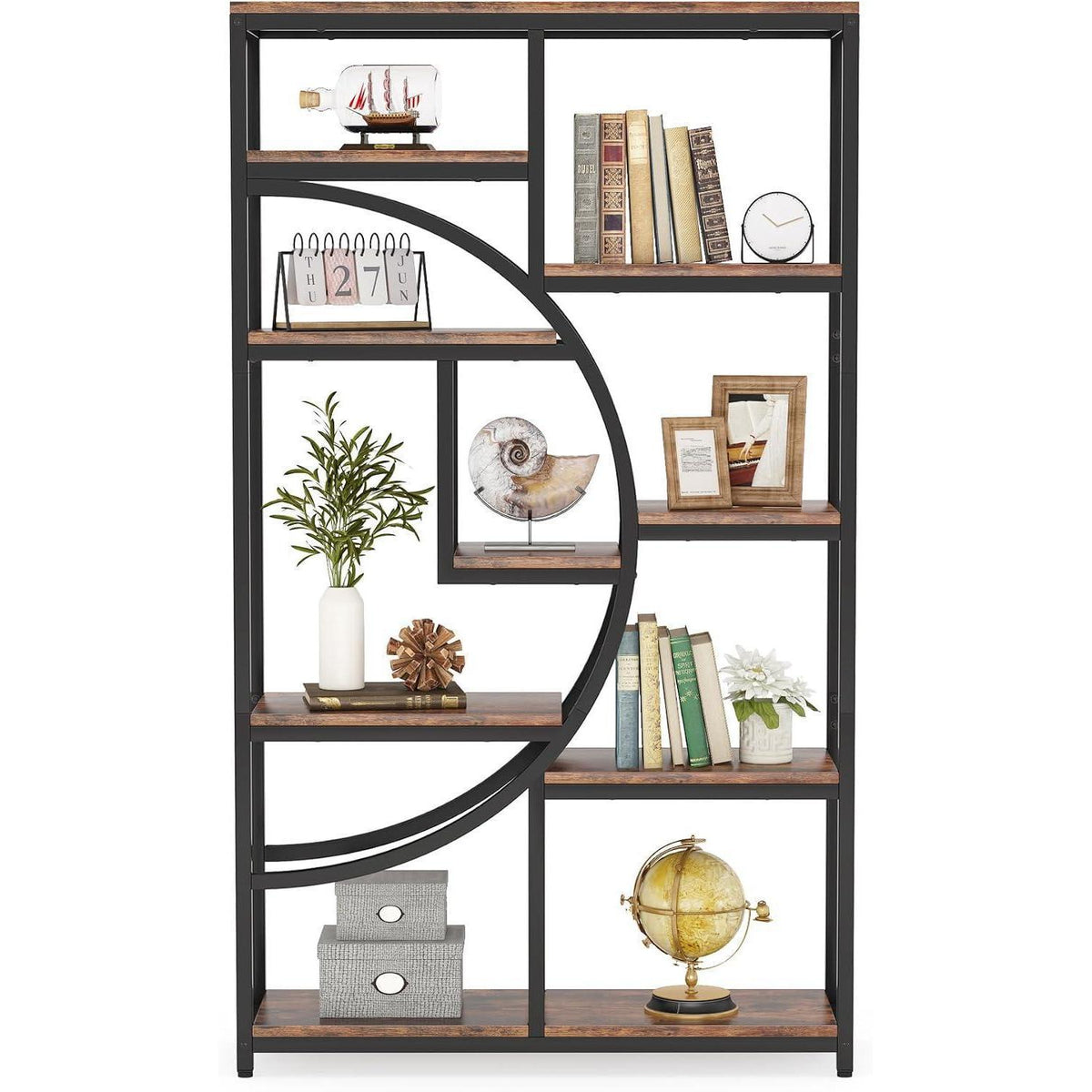 Industrielles Bücherregal 5-stöckig – Freistehendes Etagere Regal Braun