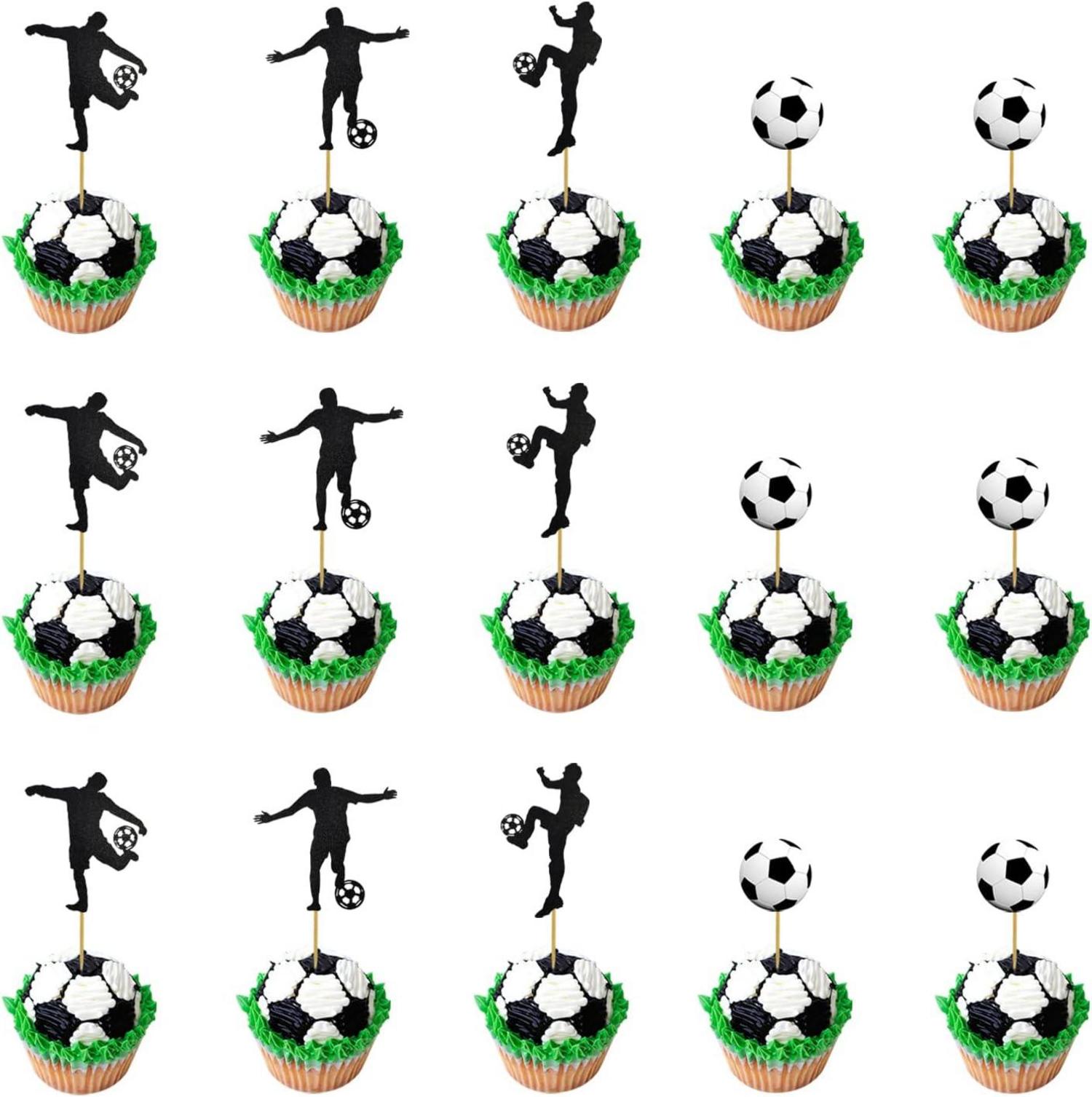 48er Fußball Cupcake Topper Set für Muffins & Kuchen