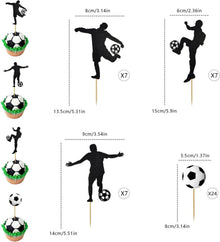 48er Fußball Cupcake Topper Set, Fußball Party Deko