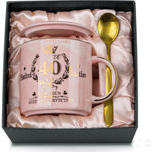 40. Geburtstag Tasse Marmor Keramik mit Golddruck & Geschenkbox