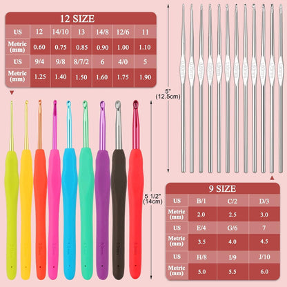 62-teiliges Häkelnadel Set für Anfänger mit ergonomischen