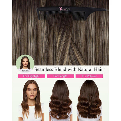 Echthaar Tape Extensions Ombre Dunkelbraun-Blond 35cm