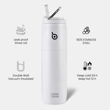 Isolierte Edelstahl Wasserflasche mit Strohhalm 32oz