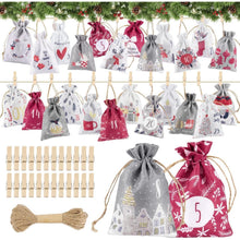 Adventskalender Leinen Säckchen 24 Stück Weihnachtskalender