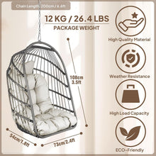 Faltbarer Rattan Hängesessel mit Kissen – Grau